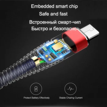 0.25/1/2/3 М 2.4 A Оплетка гъвкаво Зарядно Устройство Micro USB За бързо зареждане на Данни за Samsung xiaomi redmi LG