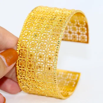  1 pçs dubai pulseiras largas habesha jóias etíope presente de casamento da noiva africano 24-каратово cor do ouro pulseiras para mulhere