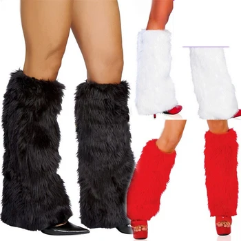  2022 Черно-бял Аксесоар за Коледно парти Зимна мода Плътен цвят Женски бахилы Топли кожени гамаши от изкуствена кожа