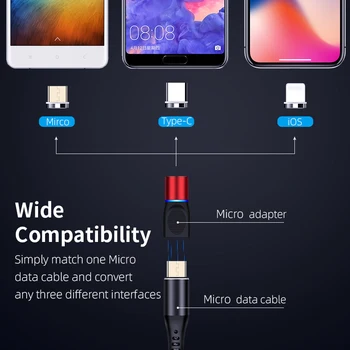 3A Магнитен Адаптер Бързо Зареждане Micro USB, Micro USB Жена към Мъж Конвертор За iPhone Xiaomi Redmi HUAWEI SAMSUNG S6 S7 Edge