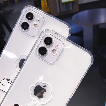  Cartoony Бяла Мечка Панда Калъфи за телефони за iPhone 13 11 12 Pro устойчив на удари Макс Мек Калъф Tpu на iPhone X XR Xs Max 7 8 Plus Se 2020
