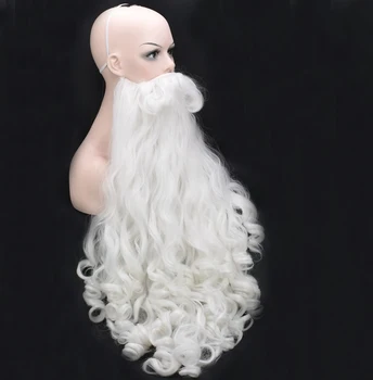  Morematch Коледен подарък Перука Дядо Коледа и Брадата на Синтетични косми е Къса Перуки за Cosplay за мъже Бяла Перука, Шапка Аксесоари
