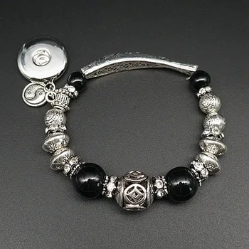  SG0065 Модни приказно мъниста от камък в сребърен цвят, метална гривна с цип, еластични, 18 мм, бутони, бижута на едро