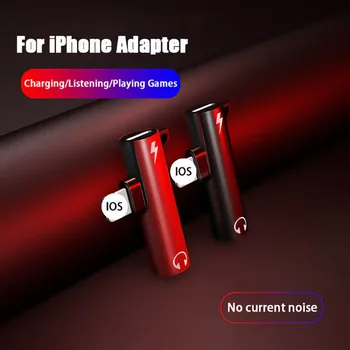  Аудиоадаптер 2 в 1 за iPhone 6 6s 7 8 Plus с подсветка до 3,5 мм Жак 3 5 мм с двойно осветление За слушалки, 8-пинов Сплитер зарядно кабел
