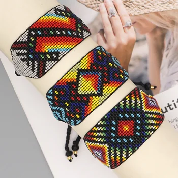  Етнически гривна Go2boho За жени от Родната Америка Ръчно изработени Бижута от мъниста стан Тъкани бижута 2020 Pulsera Тъкани гривни с обвивка