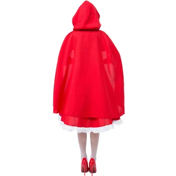  Отглежда се на Класическата Приказка Малката Червена Шапчица С Качулка Принцеса Костюм за Хелоуин Карнавальная парти Мома Cosplay Рокля с плащом