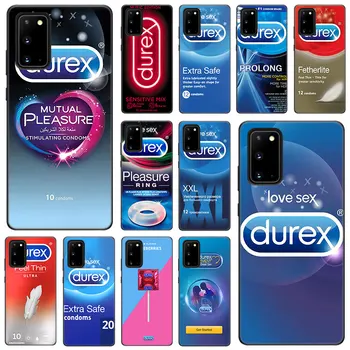  Секси Калъф за телефон Cndom Марка Durex Box за Samsung Galaxy S22 Pro S21 S20 FE Ultra S10 Lite S8 S9 S10 S10E Плюс Мека Черна капачка