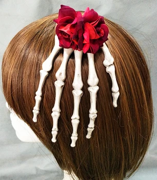  Старинни Бижута в стил Steampunk Скелет Ръчни Игли За Коса Рози Цвете Готически Аксесоари За Коса Кристални Щипки за коса Ръчна изработка