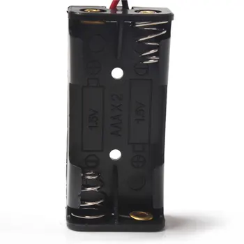  100 бр./лот 2x 1,5 ААА Черна Пластмасова Пружина Батарейная кутия Държач на Батерията Кутия на Отделението за Батерията AAA Опаковка с кабели 150 мм