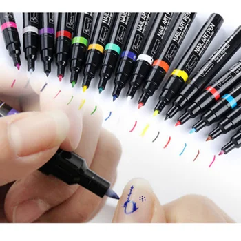  16 Цветни Декорации За Нокти 3d Боядисани Дръжки Оцветени Точковидни Дръжка на Четка За Нокти Diy Писалка За Нокти Изкуство на Ноктите