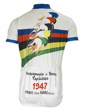  1947 световното Първенство по велосипед Фланелка с къси ръкави Велосипедна риза Топ Велосипедна Облекло Велосипедна Облекло за спорт на открито