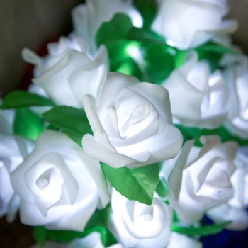  20 LED розови цветя на струните, захранван с батерии Приказни Светлини Сватба у Дома Рожден Ден на Свети Валентин Събитие Парти Гирлянда Декор Luminaria