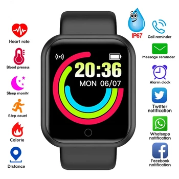  2021 Y68 Смарт Часовници Мъжки Дамски Смарт часовници Стъпка на Сърдечния ритъм Фитнес проследяване на Спортен Гривна За Apple Android Смарт часовници