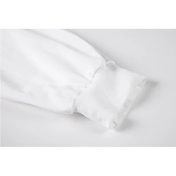  2021 Есен Фалшиви дамски блузи от две части Свободни Черни бели Контрастни пуловери и Качулки Корея дама Висока градинска мода