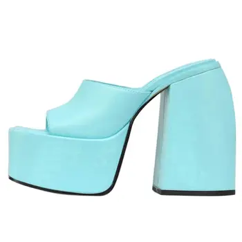  2021 Летни дамски сандали на висок ток на дебелото платформа Гладиатор с отворени пръсти Дамски чехли от микрофибър Дамски ежедневни обувки в Рим
