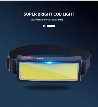  2021 нов налобный фенер USB акумулаторна фенерче налобного фенер Преносим мини-COB led фенерче налобного фенер с вградена батерия Колоездене