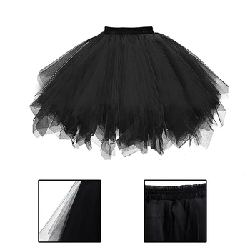 2021 Нова пола-поличка от тюл За жени Dance парти Балетное маскарадное рокля Долната пола 2 слоя Костюм Черно на бяло червена рокля Сватбена рокля