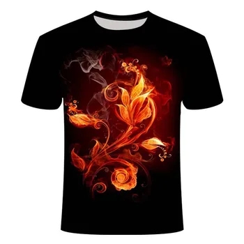  2021 Нова Свободна тениска Летните Горещи Продажбите на 3d-печат на Мода Пламък Ежедневни тениска Анимационна Облекло Забавна Тениска с къс ръкав и кръгла яка