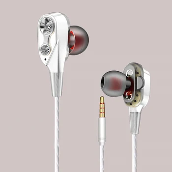  3,5 мм Двоен Диск С Двойно Подвижна Намотка Железни стерео слушалки Слушалки в ушите Бас Слушалки 3D Стерео регулиране на силата на Звука С Микрофон За iPhone Xiaomi