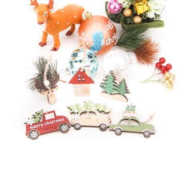  3 Бр./компл. Колата е/Елена/Дърво Дървени Висулки Украса на Коледни Изделия от дърво за Украса на Коледната елха Детски подарък Декорация на Коледното парти