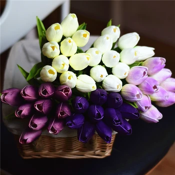  30 Днешно Докосване Тюркоаз Лале изкуствени цветя, Сватбени букети, Букети за Сватба Централните детайли Ваза Композиция за Украса на дома
