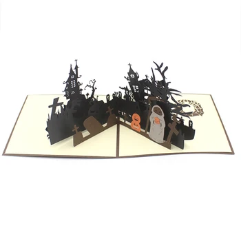  3D призрак Картичка за Хелоуин Тиква Поздравителна Картичка за Хелоуин Картички за Деца