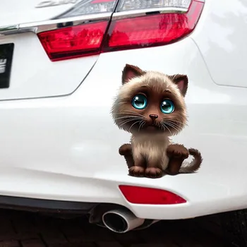  3D Рисунка на Животните Котка Стикер Стил на Купето на Колата Стикер На Прозореца на Auto Външно Украса 15*18 cm Стикер Аксесоари