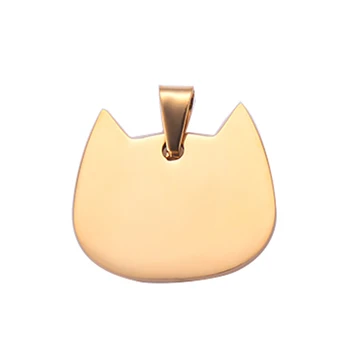 5 бр. 5 цвята Висококачествена Неръждаема стомана красива форма на главата на котката Висулка Идентификационное Унисекс колие без верига двустранен полиране
