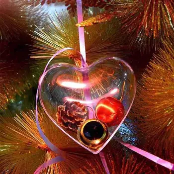  5 бр./опаковане. 8 см, Прозрачна Заполняемая Пластмасова висулка във формата на сърце с химикалка скоростна Дървото Коледен подарък за раждане на Украса за празника Navid U1G0
