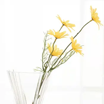  5 Клони Изкуствени Цветя, Коприна Бяла Красота Хризантемата Моделиране Маргаритка Фалшиви Цветя, Украса За Дома Градината Офис