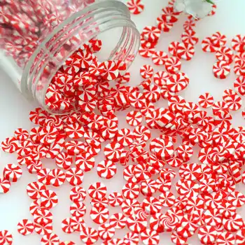  5 мм Полимерна глина Червено-Бели Вятърни мелници Бонбони Поръсване-Декорации за десерт куклена Къща Плънката-Аксесоари за производство на слуз Kawai