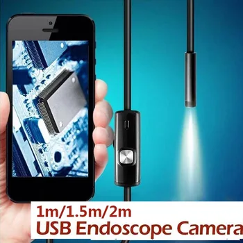  7 mm 2 М Ендоскоп 2 м 6LED Ендоскопска Камера Android Водоустойчив Тръбопровод ПХБ PC Инспекция Мини Камера инструменти на Ендоскоп