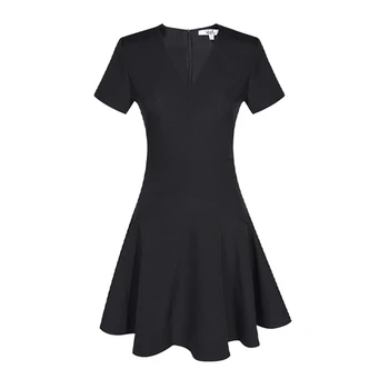 AEL Есента рокля Дамска мода Секси черна рокля с волани с къс ръкав Елегантна мини рокля за партита на известни личности