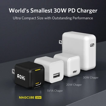  AOHI Magcube GaN Pro Зарядно 30 W C USB Зарядно Устройство Тип C Адаптер за Бързо Зарядно устройство за Бързо Зареждане за iPhone 12 13 Pro Macbook Samsung