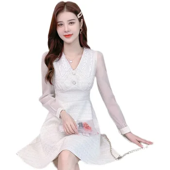  COIGARSAM Женски Пълномаслено Корейска рокля Нови рокли, Халат за баня, Vestidos