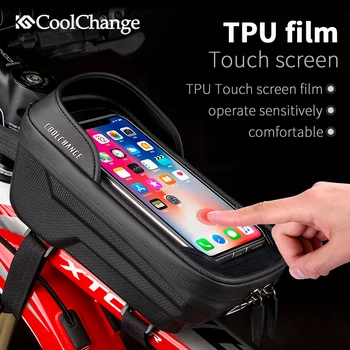  CoolChange Непромокаемая велосипедна чанта Велосипедна рамка на Предната Горна тръба Велосипедна чанта 7.0-инчов сензорен екран, Чанти и калъфи за телефони, Калъф МТБ Аксесоари