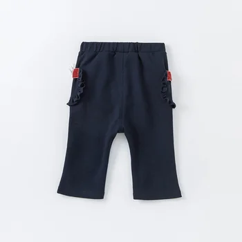  DBJ18249 Дейв Бела есен за малки момичета модни панталони с лък и джобове детска общата дължина на детски панталони за момичета панталони за деца