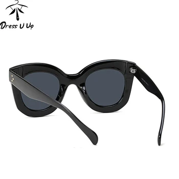  DRESSUUP Модни слънчеви очила в голяма рамка Дамски Маркови дизайнерски Реколта нюанси с нитове Дамски слънчеви очила Oculos De Sol Feminino