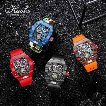  Haofa 1901 Скелетон с турбийоном Механизъм за Двойно извити часовници Мъжки Механични сапфировые Луксозни часовници Мъжки horloge tourbillon 2021