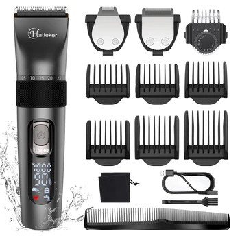  HATTEKER Професионална машина за подстригване на коса за мъже Водоустойчив комплект за грижа за мъже, 3 в 1 машинка за подстригване на коса USB зареждане на Прическа Машина