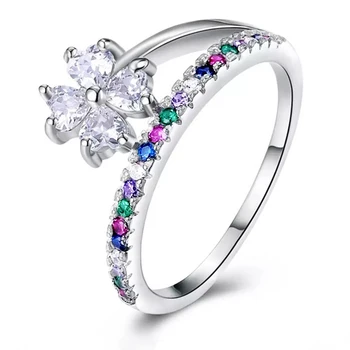  Huitan Модно дамско пръстенът с цветен камък CZ Нежни аксесоари за момичета за партита Ежедневното носимое Бижута Изявление Необичаен подарък