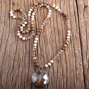  MD Модни Богемные бижута от естествени камъни и кристали, с покритие от стъкло и Висулка Бохо Колиета за жени Совалка