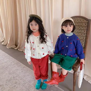  MILANCEL 2021 Есен Нова Детски дрехи Пуловер за момичета Корейски цветна жилетка с дълъг ръкав Детски връхни облекла