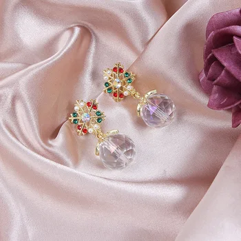  MWSONYA Корея Цветни Кристални Снежинки Обеци-капки за жени, Мода Кристална Топка Висулка Pendientes Бижута Подаръци