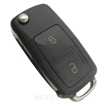  OkeyTech 2 Бутони за Дистанционно Управление на флип-надолу Капака на Ключ за Кола Ключодържател за Volkswagen за VW Amarok Polo Golf, Bora, Jetta Altea Alhambra