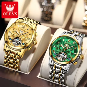  OLEVS Скелет Автоматични Часовници Мъжки Водоустойчив Мъжки Механични часовници с турбийоном Най-добрата марка на Луксозни Дата на Седмица Ръчен часовник
