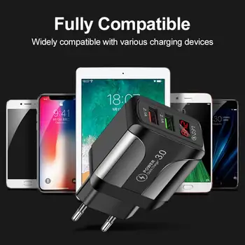  QC 3A 3.0 Двойно Зарядно за цифров мобилен телефон USB за iPhone Samsung Xiaomi с 2 порта САЩ, ЕС, Великобритания Зарядно устройство за пътуване