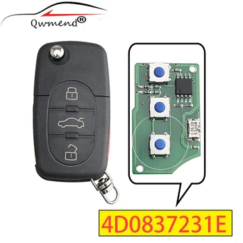  QWMEND 3+1 4 Бутона Авто Дистанционно Ключ за S4 AUDI A4 A6 A8, TT 1997-2005 Панти Автомобилен Ключ ID48 Чип 315 Mhz 4D0837231E