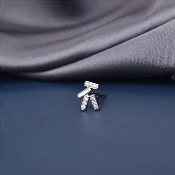  S925 Сребро Малки Обеци-карамфил с диаманти Асиметрични за жени, Модни Бижута, Сватбен подарък