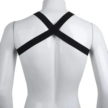  TiaoBug Hot Ман X-Образна Облегалка Еластична Презрамка За мускулите на гърдите Колан, за пънк-костюм За упражнения клуб или Свободна площ за